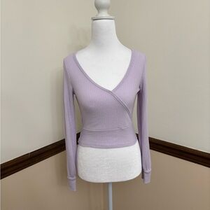 Hollister Lilac Ribbed Wrap Long Sleeve